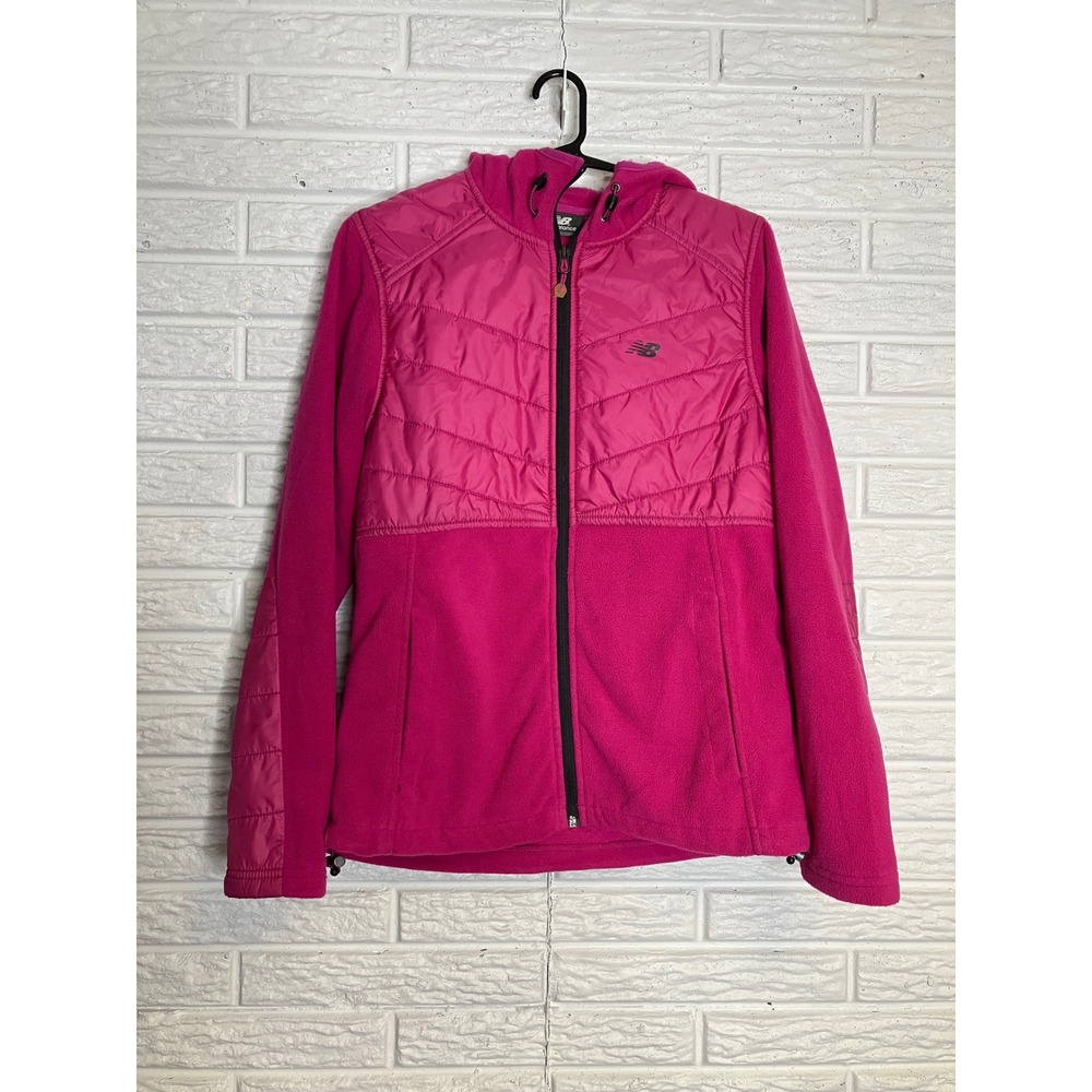 New Balance‎ hot pink fleece full zip jacket with hood women's size small